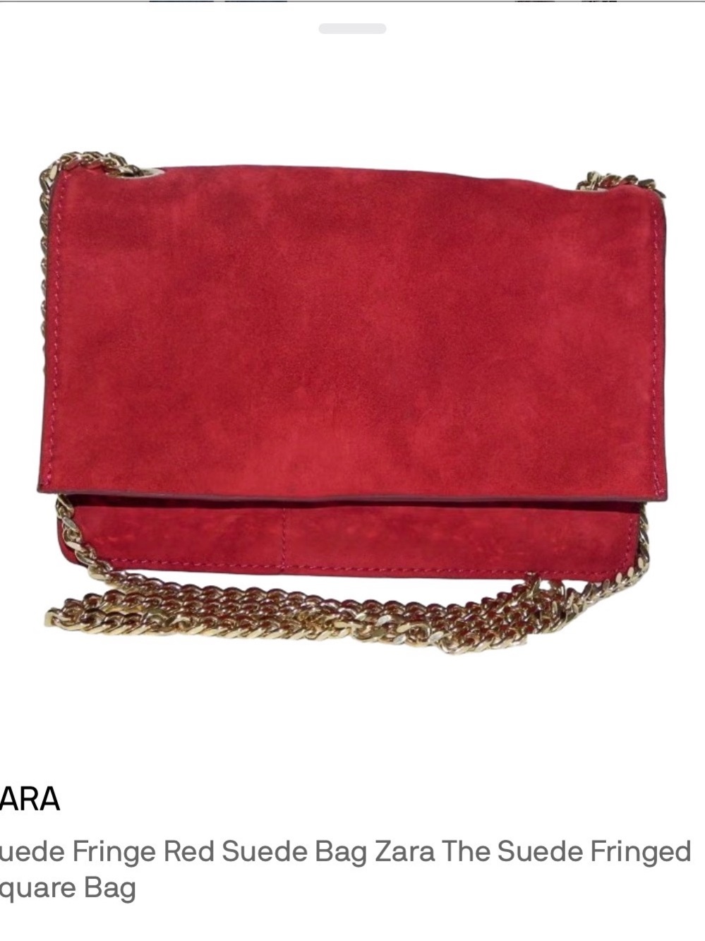 Zara Red Suede Crossbody with Gold Chain